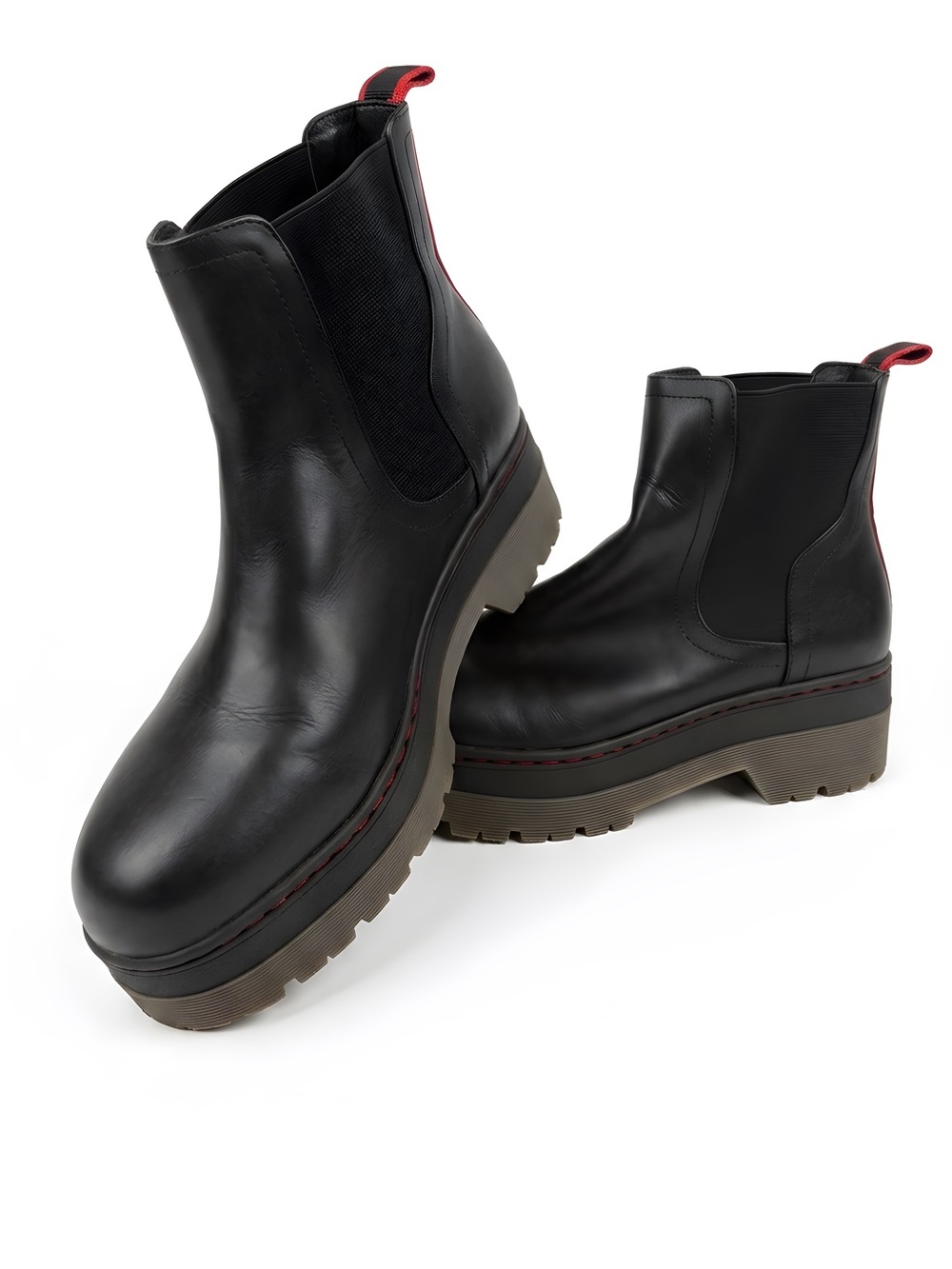 MIA Black Lug Sole Boots with Embossed Logo